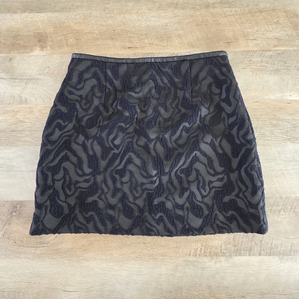 Zara Woman Black Embossed Patterned Mini Skirt